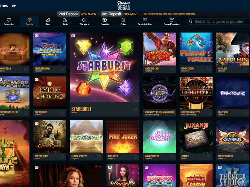 Dreams Casino interface